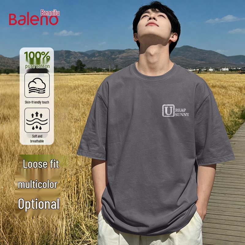 Baleno Men s Pure Cotton Loose Fit T-Shirt L