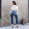 Women Baggy Mid Waist Jeans Wide Leg Loose Denim Pants Straight Leg Cropped Barrel Jeans