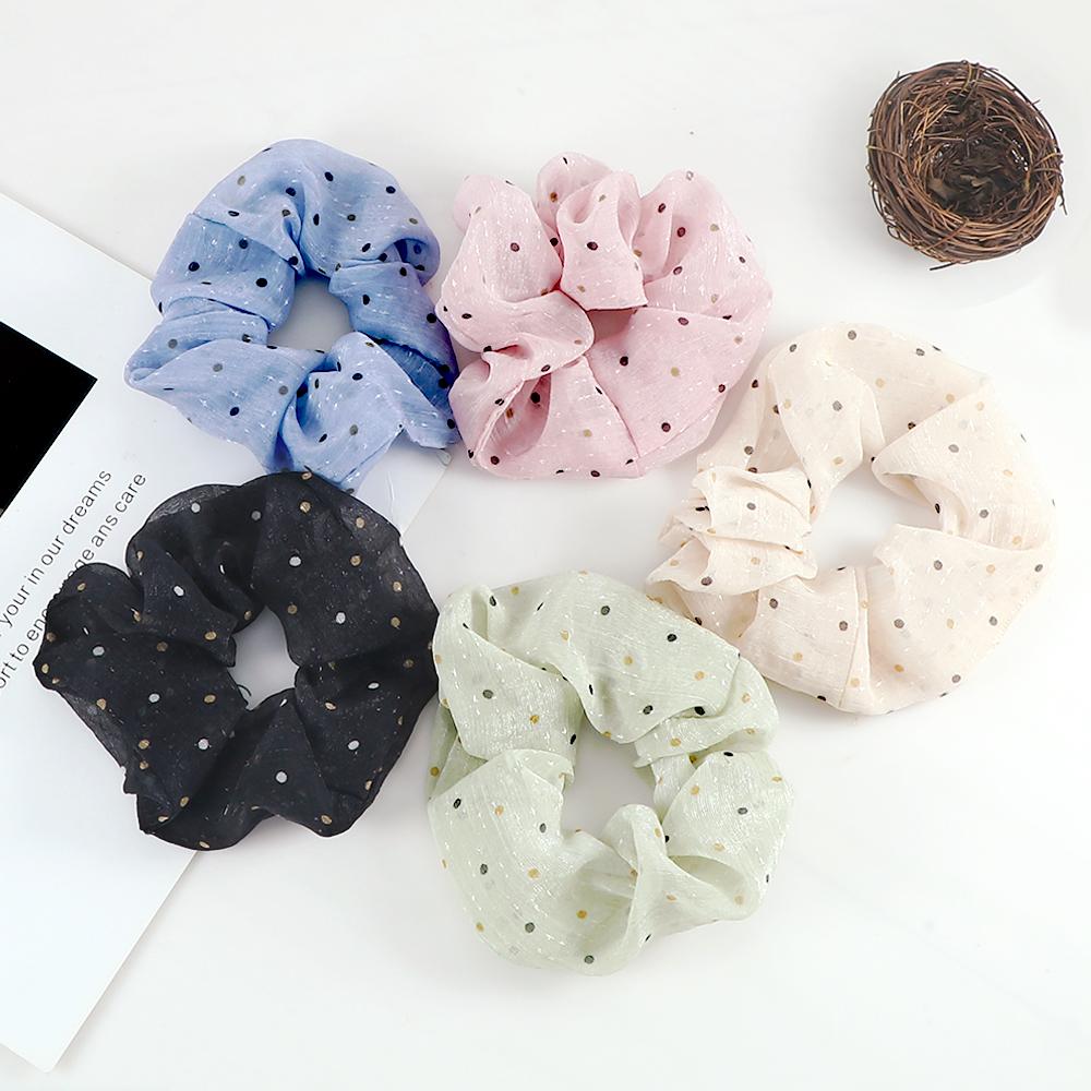3 Stück Mode Mädchen Frauen Haarbänder Einfache Punkt Elastisches Leinen Garn Stirnband Haaraccessoires Haargummis Halter Scrunchie