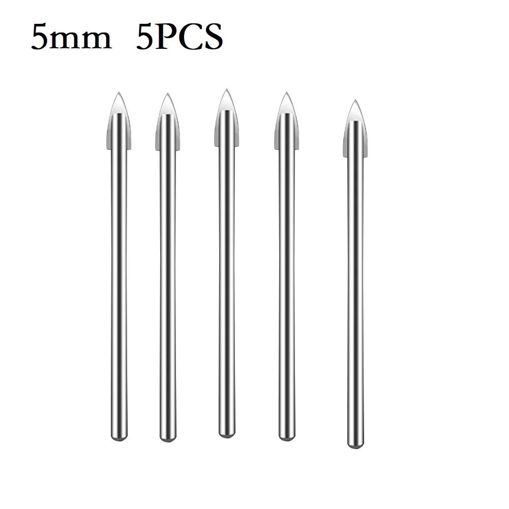 5PCS 312mm Carbide Drill Bits for Tile and Glass Effective for Drilling Holes In Different Materials for DIY Projects