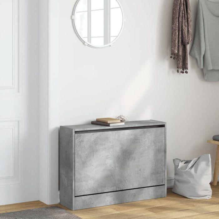 VidaXL Armoire à chaussures gris béton 80x21x57 cm bois d'ingénierie 839913