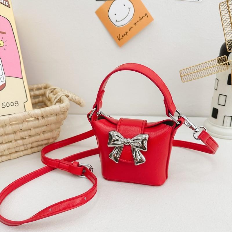 Adorable Girls Pu Bow Crossbody Bag Stylish Handbag Perfect For Toddlers With Cute Design