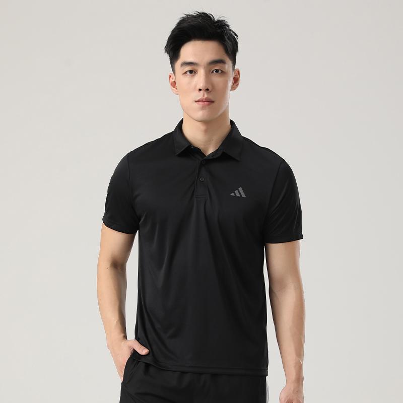 adidas Golf Three Stripes Logo Casual Breathable Quick-Dry Short Sleeve Polo Shirt Men Tops Black KD7255