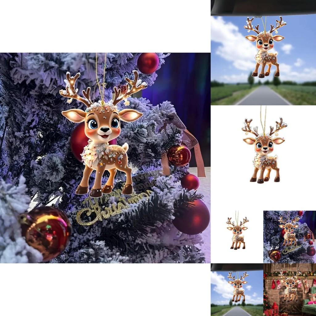Christmas Reindeer Car Mirror Pendant With Acrylic Material For Home Decor