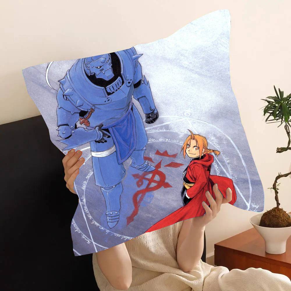 Anime Fullmetal Alchemist Brotherhood Pillow Case Fashion Square Pillowcase Bedroom Sofa Room Ins Decoration Leisure