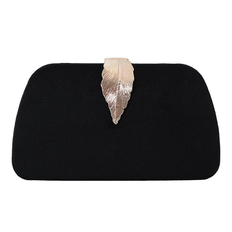 New fashion temperament dinner bag velvet metal leaf dress with banquet clutch bag small square bag women