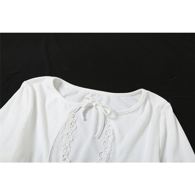 Dama Toamnă și Iarnă Nou Culoare Solidă Sexy Mânecă Lungă Gât Rotund Sexy Decupat Tricou