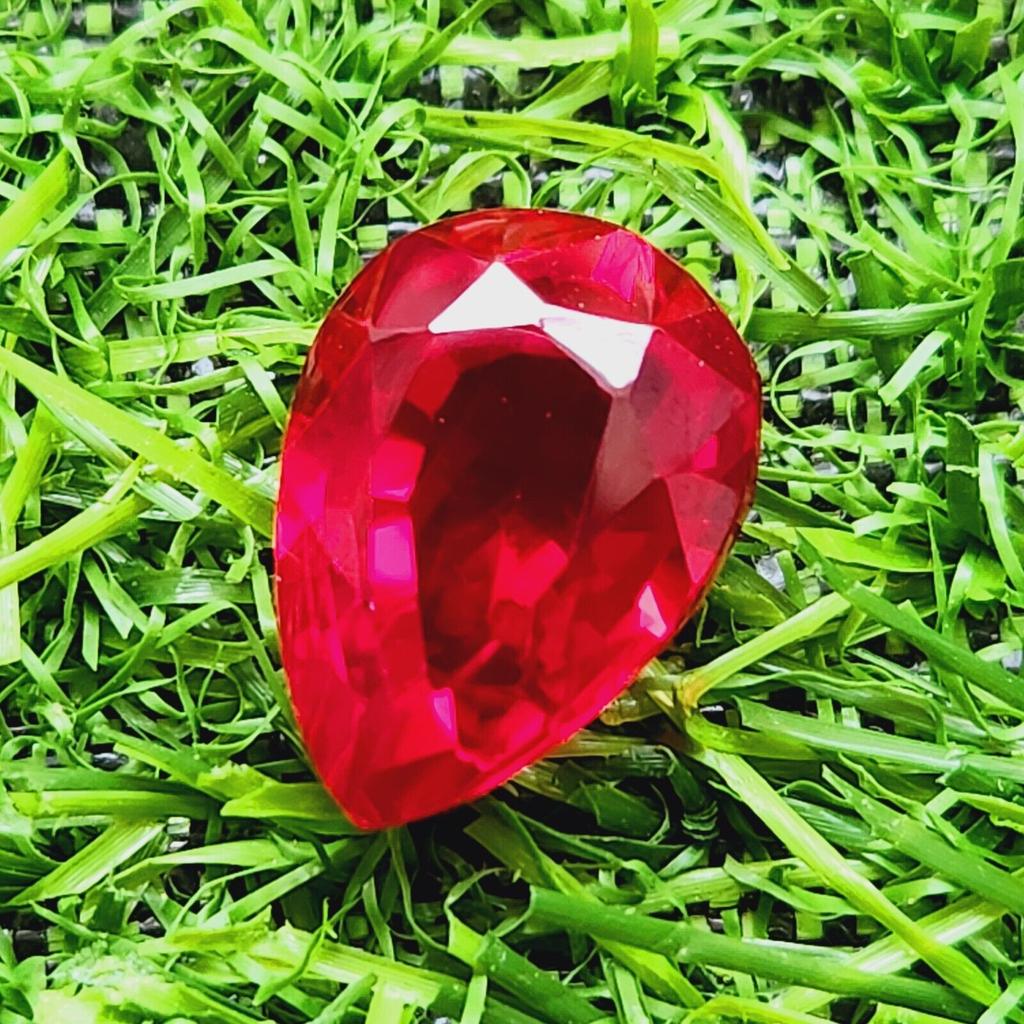 25.10 Ct Heated Ceylon Red Ruby Pear Cut Faceted Loose Gemstone