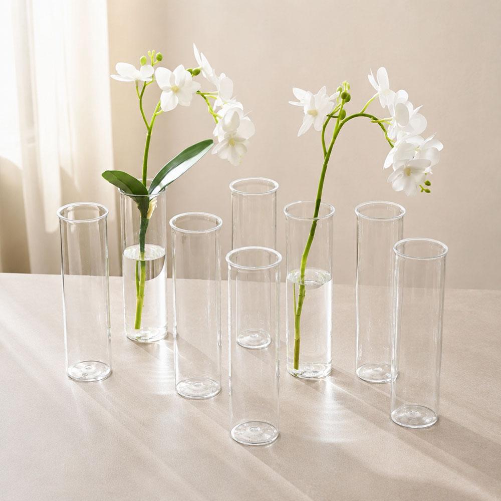 6/12PCS plastic cylindrical vases, high transparency vase set, suitable for simple desktop flower arrangement decoration
