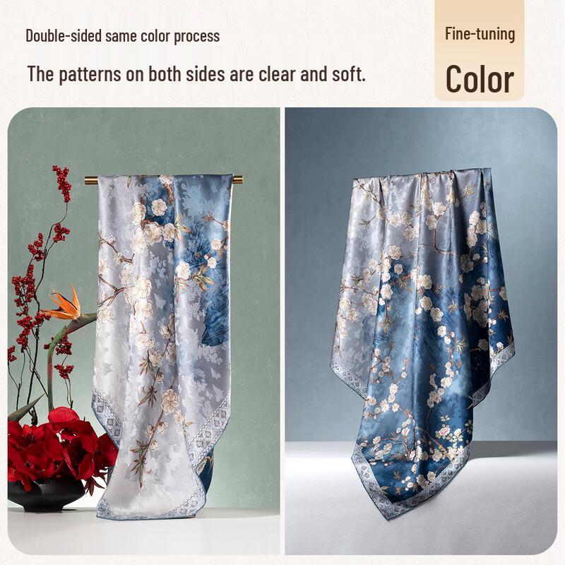 Shanghai Story Women's Heavy Floral Mulberry Silk Scarf