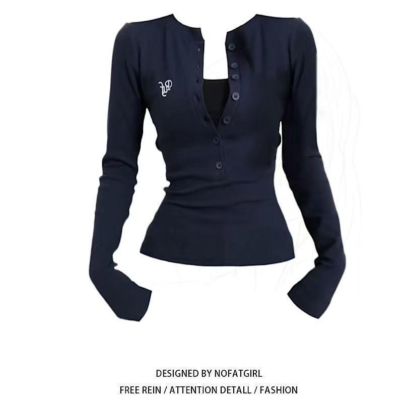 

Autumn Winter 2026 Embroidered Slim Fit Long-Sleeve Button-Down Tee L