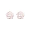 Elegant Pearl Camellia Flower Earrings Sterling Studs Minimalist Fashion Jewelry Women