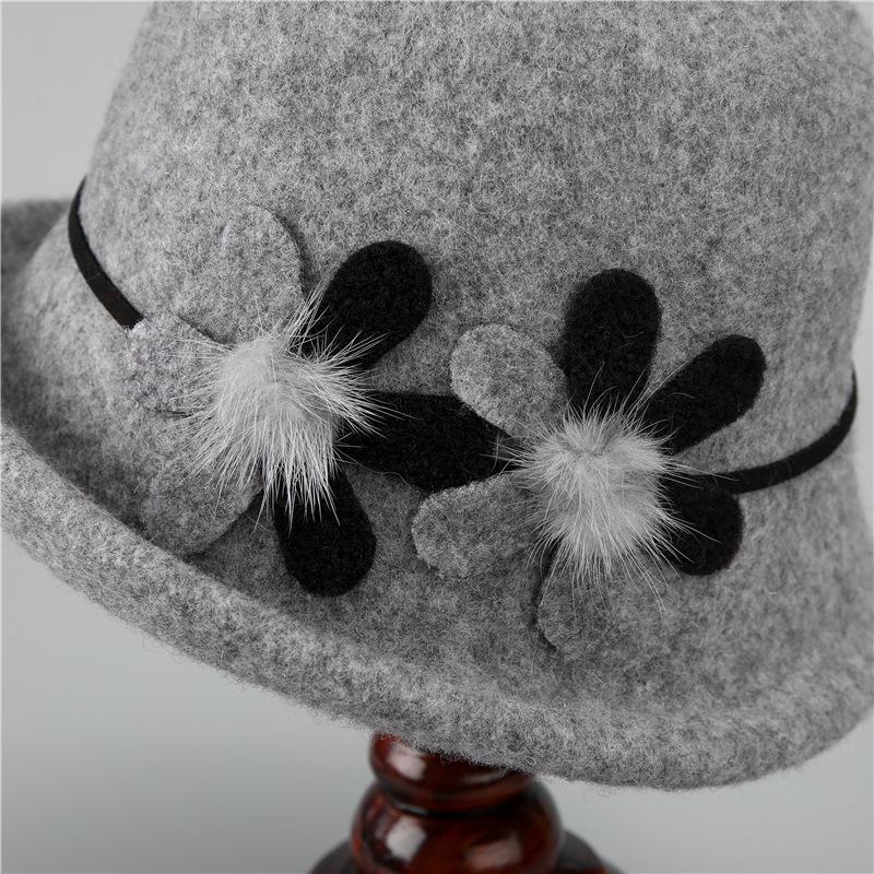 Autumn and Winter In The Elderly Hat Women Warm Woolen Top Hat Winter Basin Hat Thickened Bucket Hat