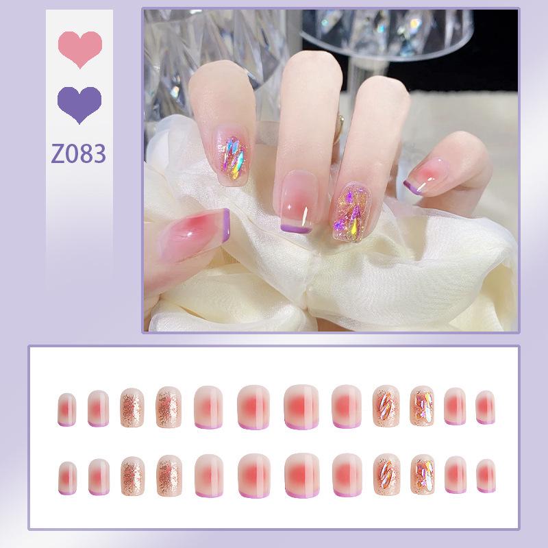 Aurora Diamond Nail Art: Magic Mirror French Whitening Stickers & Removable False Patches