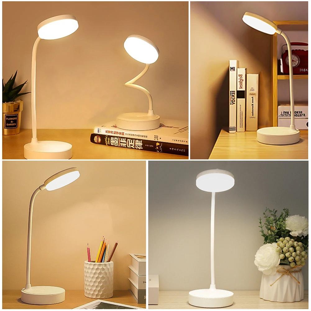 LED Portable Desk Lamp Eye Protection 3 Modes Dimming for Bedroom Bedside USB Plug In Touch College Student Book Readin Lamp