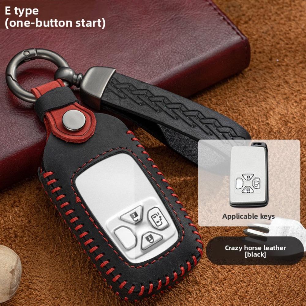 

Genuine Leather Key Case Cover for Toyota Prado RAV4 CHR Crown Corolla Keychain Shell Holder