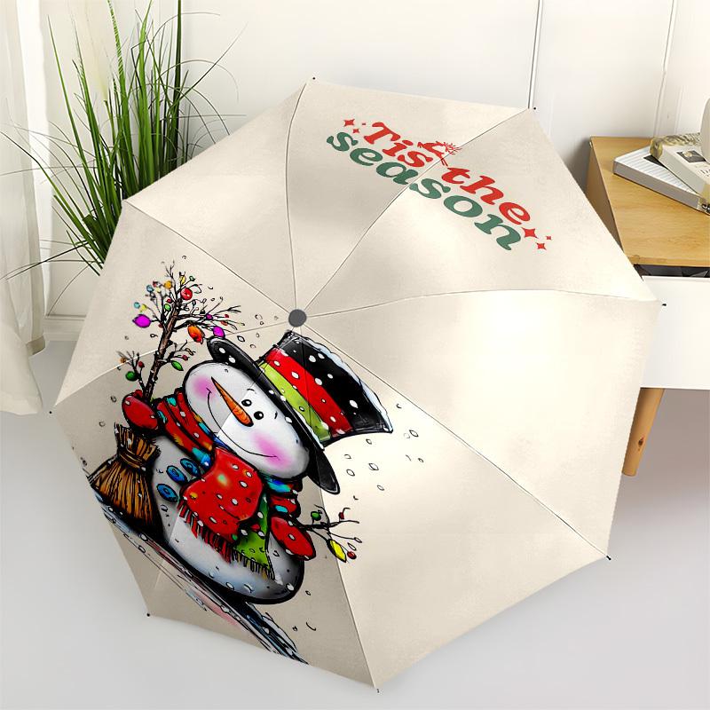 

1pc Snowman Christmas Decoration Umbrella with Plastic Handle,Compact & Stylish,Cartoon Pattern,Outdoor UmbrellaPT306
