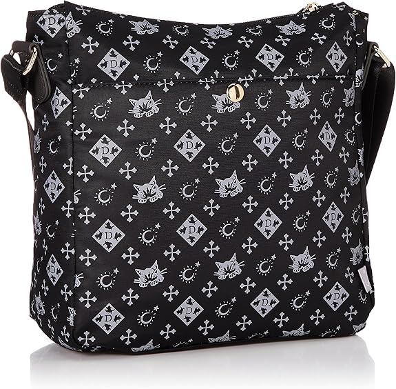WACHIFIELD T2O Women's Shoulder Bag, Crossbody, Monogram, Stylish, Cat Print, Dayan the Cat, WTSK-03, Black