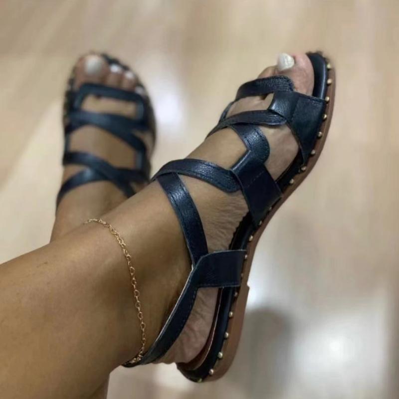 

Летняя обувь для женщин 2022 года, модные сандалии, женские повседневные туфли на плоской подошве, пляжная обувь 41 чёрный