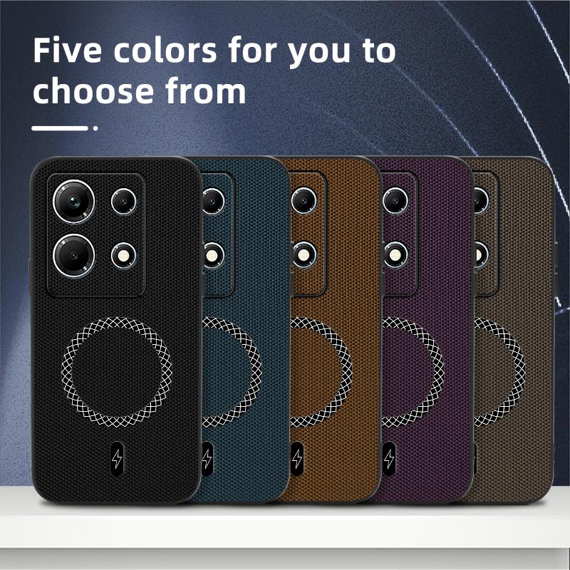 For Infinix Note 30 Lens Guard Magnetic Phone Case For Infinix Note 30 Slim Leather Texture Wireless Charging Protector Cover