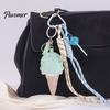 Lollipop Ornaments Faux Leather Ice Cream Pendant, Hanging Decoration Portable Keychain Charms with Braided Rope, Handbag Backpack Purse Bag