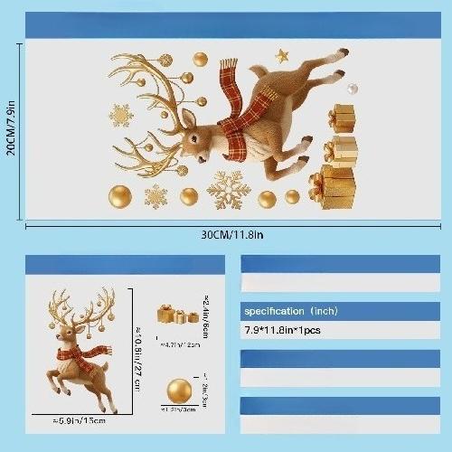 Nova Decoração de Festa de Natal Sinos Criativos, Renas, Papai Noel, Adesivos Eletrostáticos, Flocos de Neve, Bonecos de Neve, Adesivos para Vidro
