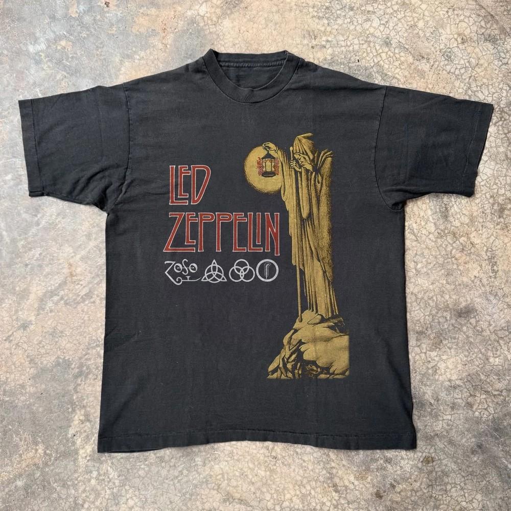 

Led Zeppelin The Hermit amp Symbols Унисекс Черная Хлопковая Футболка Размер S-5XL Унисекс Футболка XXXL