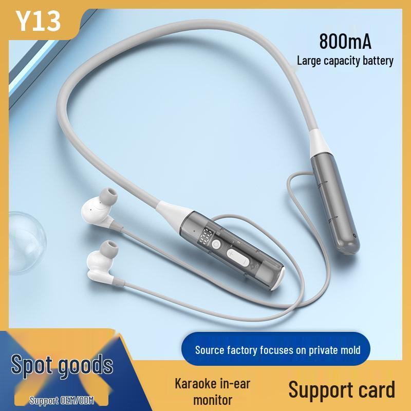 

Y13 Neckband Wireless Bluetooth Earphones with Ultra-Long Battery Life - 2025 New Model, KTV Ear-Return Feature, and Card Slot. білий