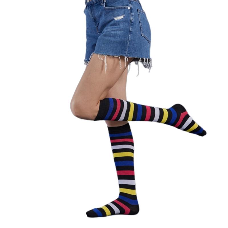 High Striped Socks Sweet Cute Striped Tube Sock Women Colorful Knee High Socks Long Tube Sports Socks for Women Girls