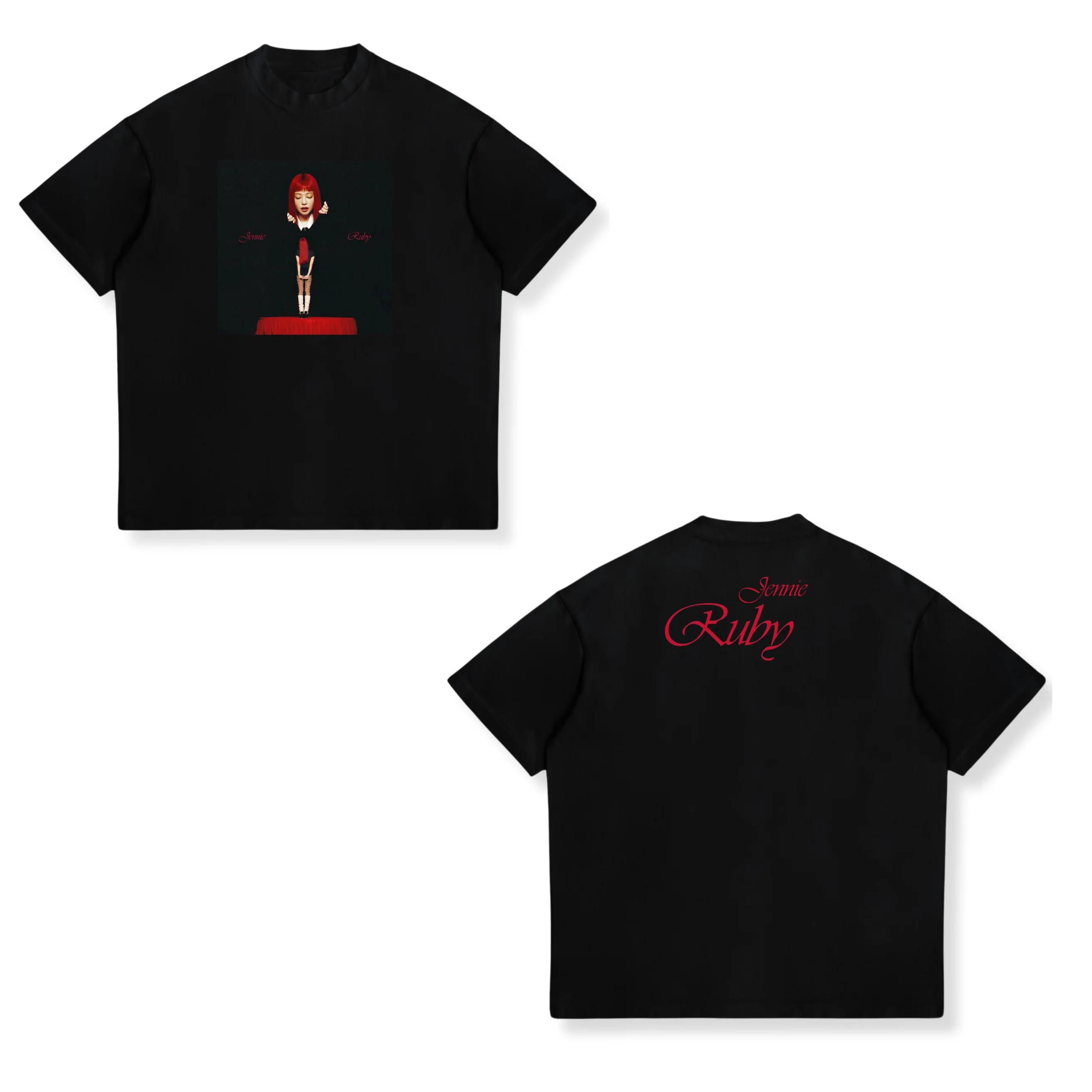 

High Quality Like JENNIE Ruby Album Single Tour 2026 printed short sleeve Tshirts Unisex Fashion T shirt Unisex Women Cotton Tops S