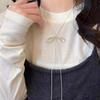 2026 Korean Bowknot Drawstring Necklace for Women Girls Fashion Metal Sliver Long Adjustable Necklace Jewelry Accessories Gift