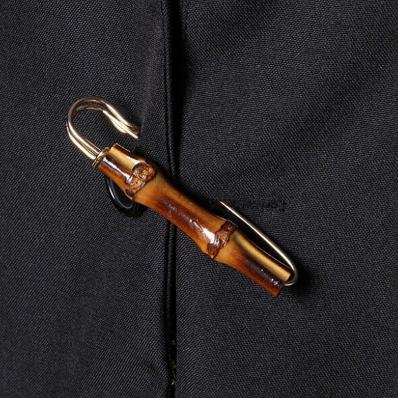 Golden Vintage Natural Bamboo Suit Pin Metal U Shape Buckle Garment Brooch Pin Jewelry Men Women Brooches Suit Chest Flower