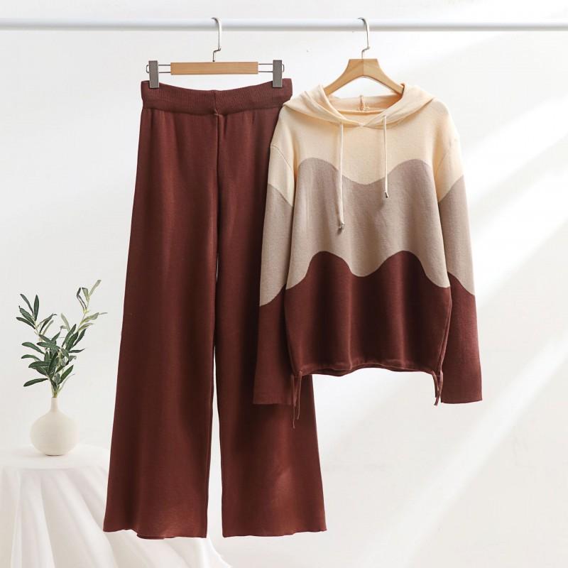 

Dopamine Wear Women s Suit Loose Trousers Hooded Sweater Large Size Casual Two-piece Set one size хаки