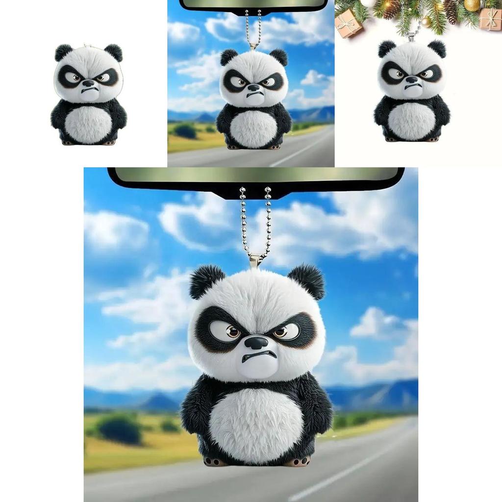 Panda Car Interior Decor Acrylic Car Mirror Ornament For Automotive Decoration And Gift