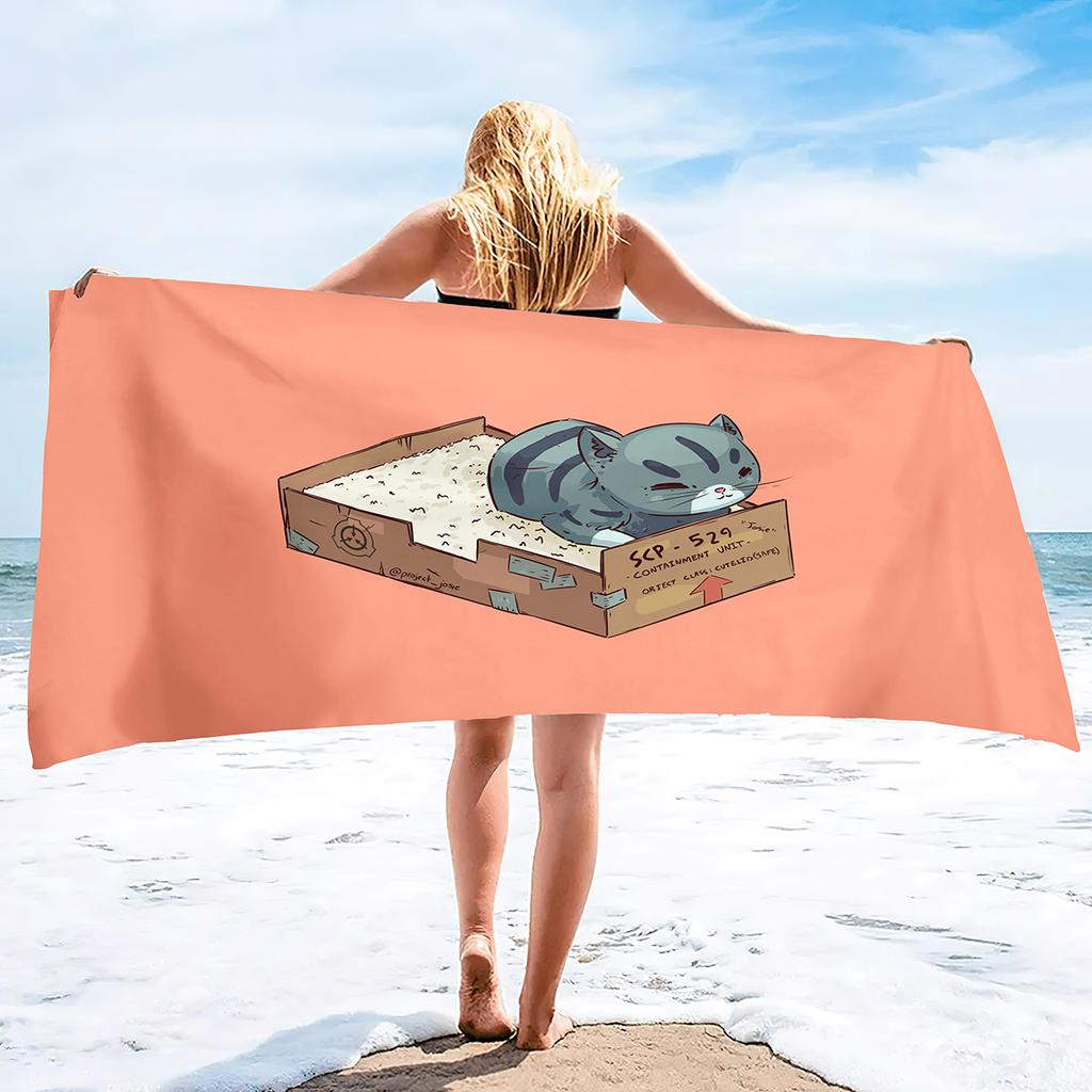 Cute Cat Beach Towel Absorbent Oversized Quick Dry Sand Free Lightweight Bath Towel Microfiber Summer Pool Towel for Kids Adults