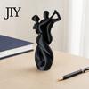 Seamless 3D Printed Sculpture Printing Art Ornament, Matte Black Dancing Couple Model, Abstract Tango Smooth Curved Surface Ornament Dance Statue,