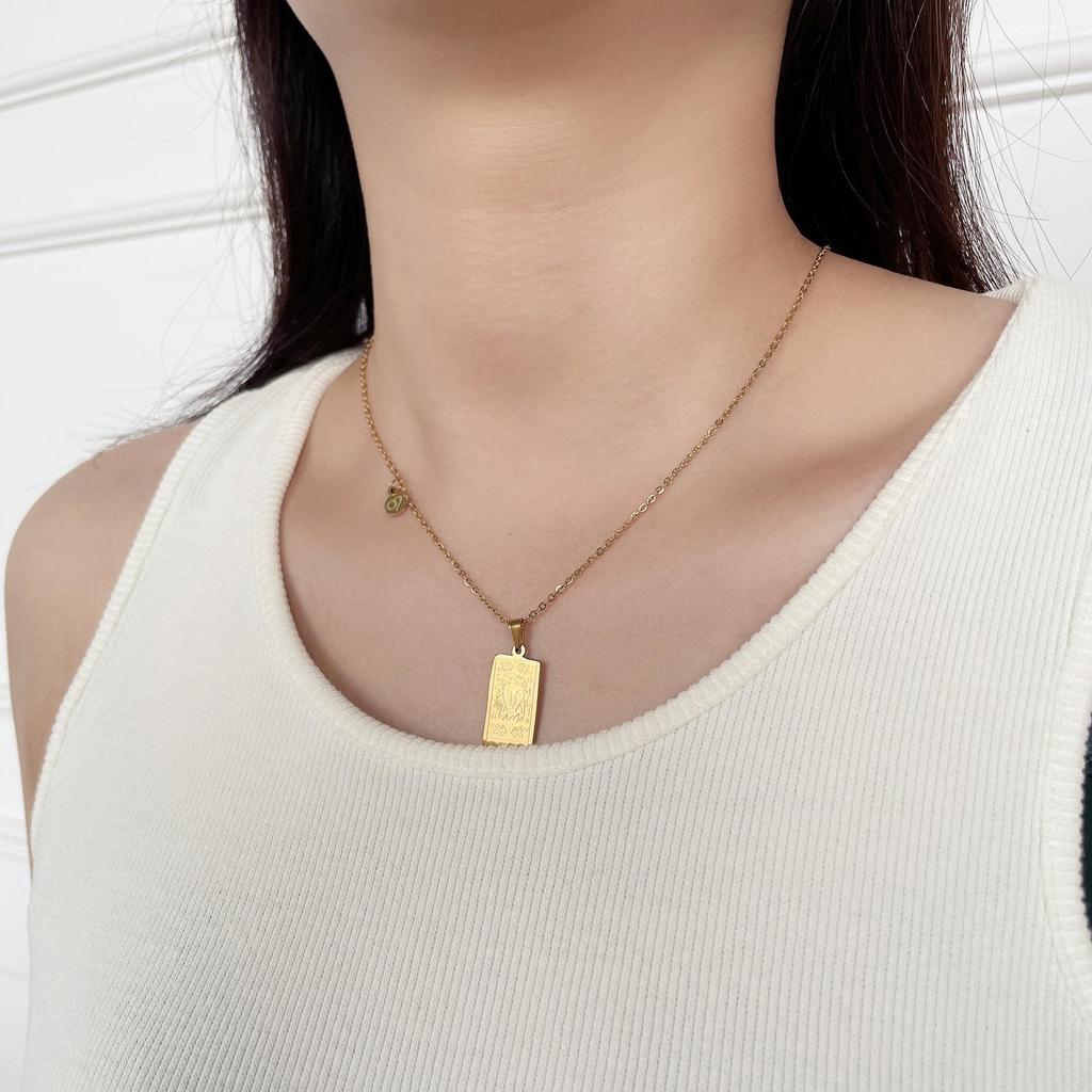 Twelve Constellations Tarot Card Stainless Steel Necklace with Fade-Resistant Pendant