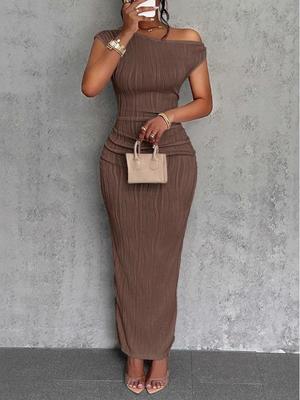 2025 Chic Water Ripple One-Shoulder Dress for Women