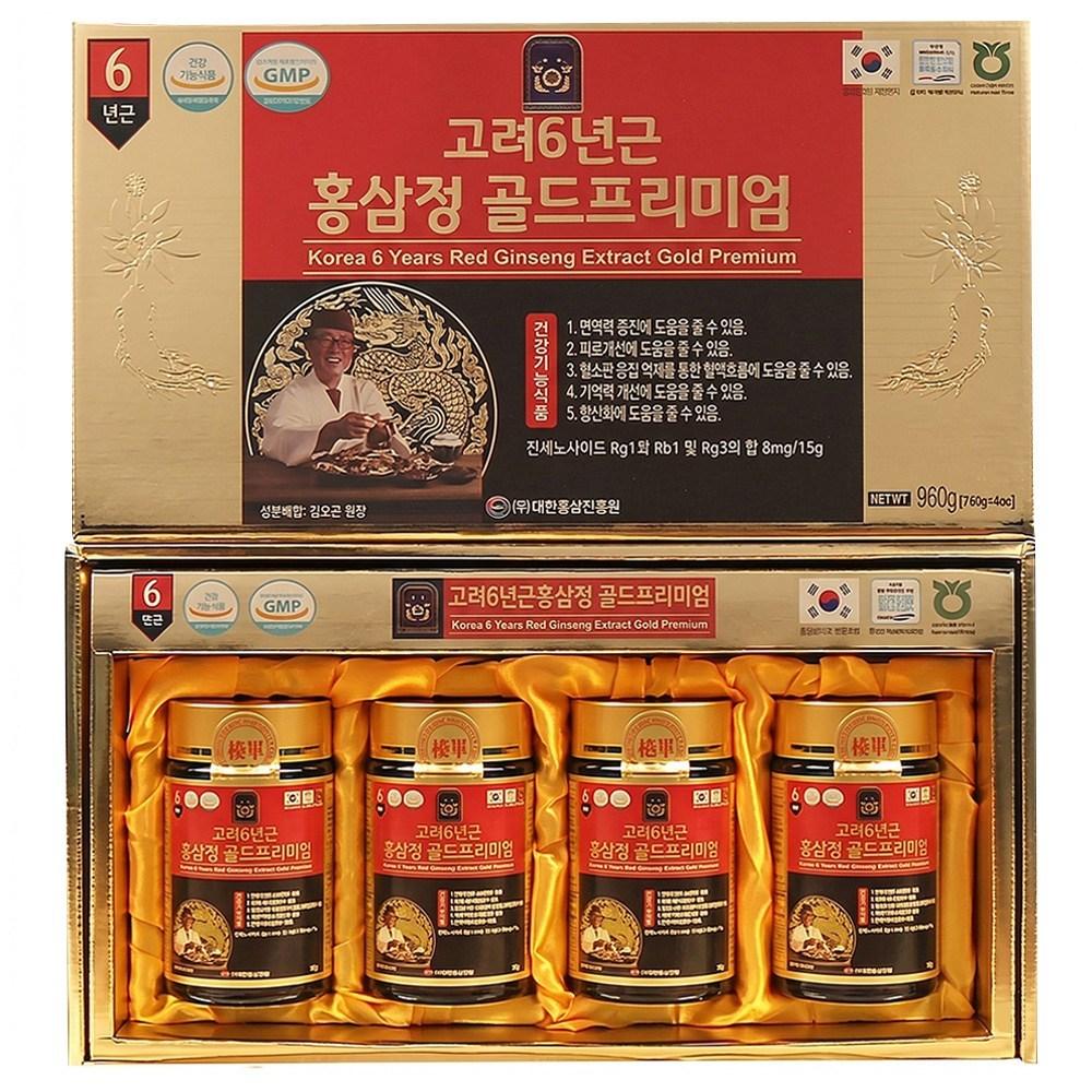 6-Year-Old Goryeo Red Ginseng Extract Premium Gold Red Ginseng Concentrate 4 Pcs 240g