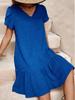 V-Neck Solid Color Loose Casual Short-Sleeved Dress