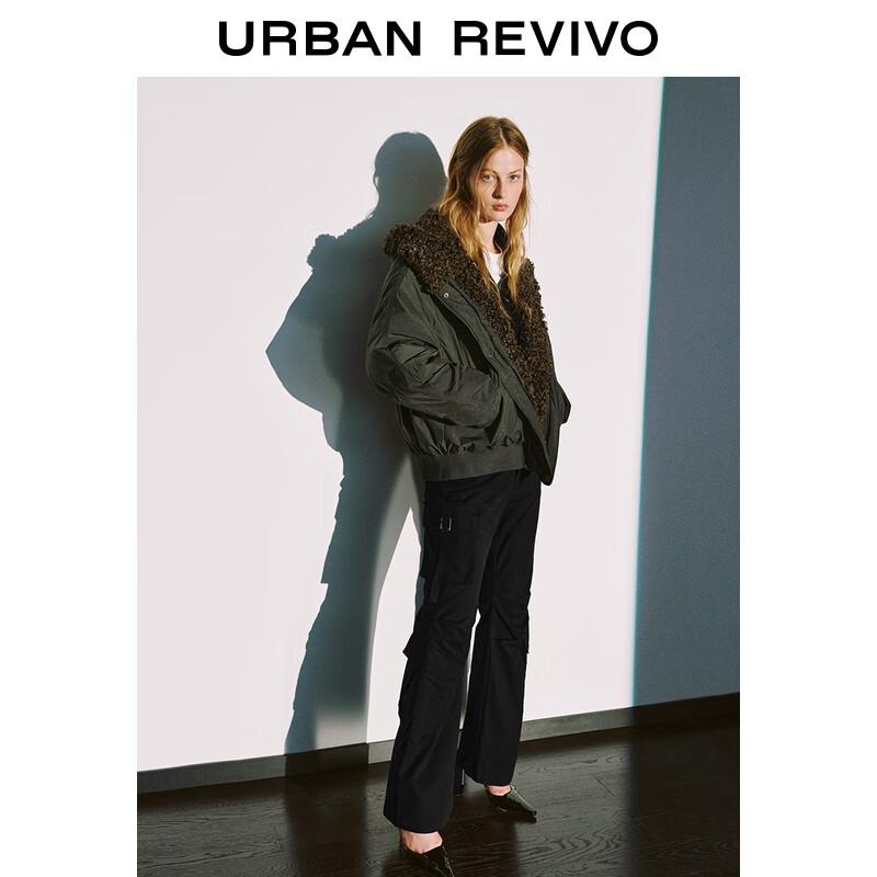 UR 2025 Women's Fur Collar Hooded Loose Down Jacket