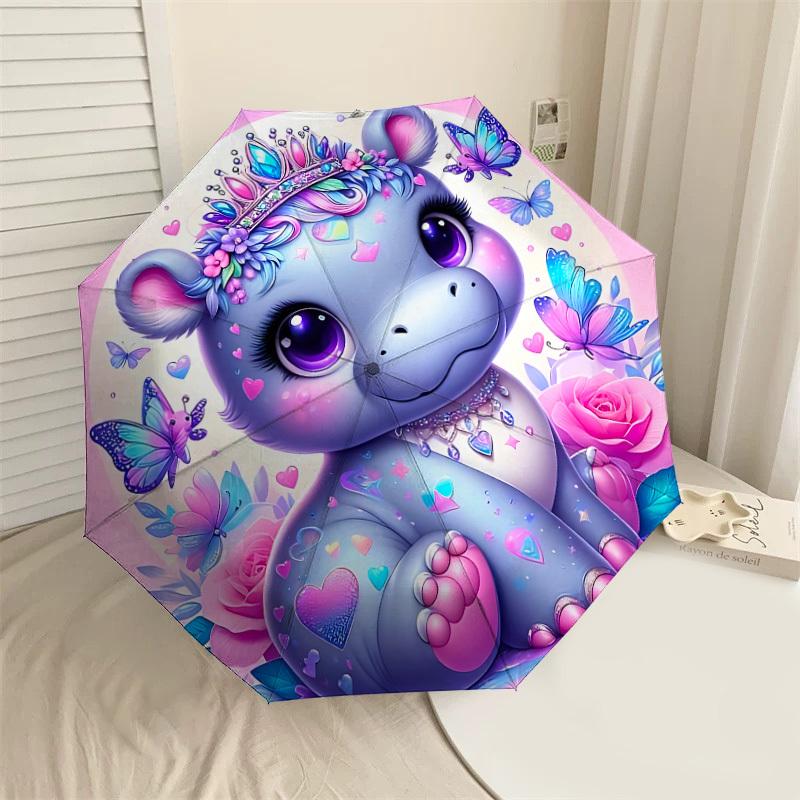 

1PC Unicorn, Flowers Automatic Open/Close Umbrella with Windproof, 8-Rib Sturdy Canopy, Durable Ribs, Fashionable Design1303A