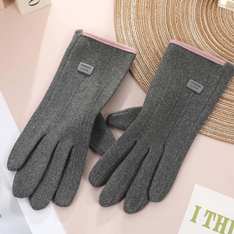 Warm Gloves Three-Line Cycling Rabbit Velvet Men'S And Women'S Fashion Cold-Proof Touch Screen Velvet Outdoor Autumn And Winter Gloves