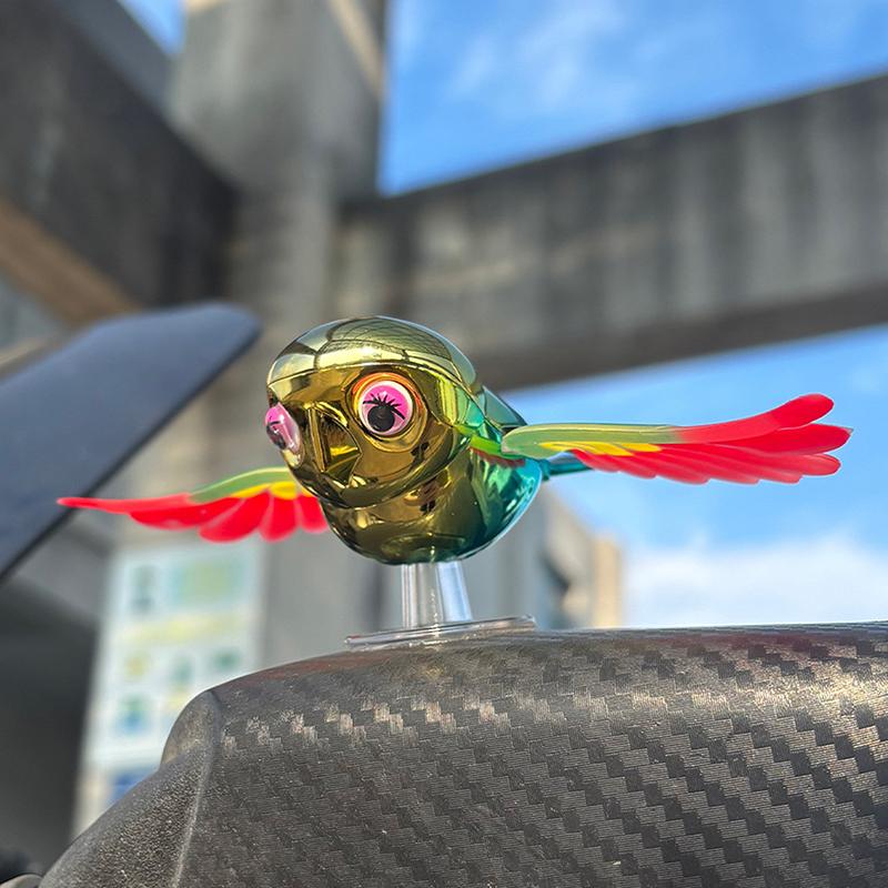 Simulation Flying Bird Motorcycle Car Ornaments Waving Wings In The Wind Cute Companion Little Bird Creative Car Fun Companion