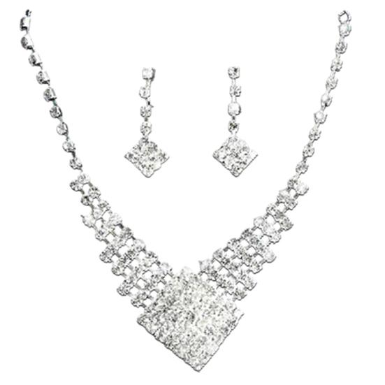 

Леди Белый Позолоченный Горный Хрусталь Свадебный Кулон Ожерелье Серьги Набор