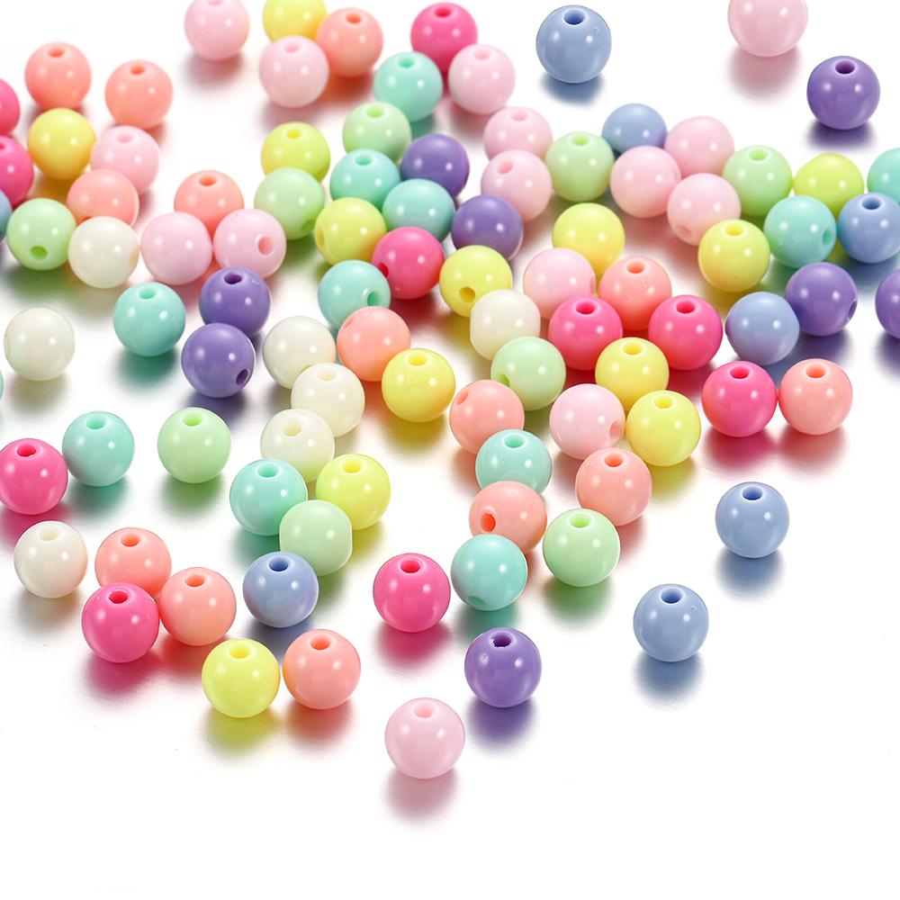 30-50pcs 6-12mm Acrylic Round Beads Candy Color Loose Spacer Bead Handcraft For DIY Jewelry Making Finding Supplies Accessories