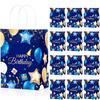 Frienda 24 Pcs Birthday Gift Bags with Handles Navy Blue and Gold Party Goodie Bags Happy Birthday Favor Bags for Boys Girls Men Women Happy Birthday