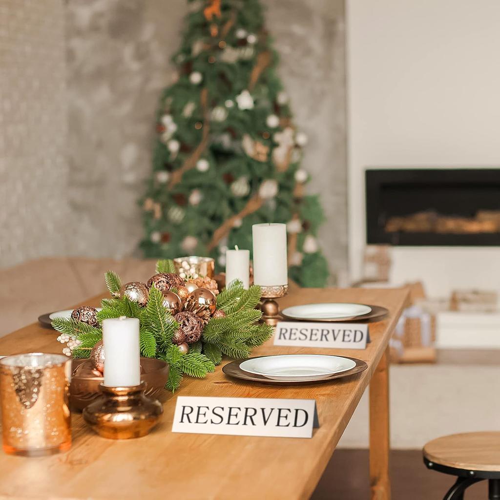 Peryiter 12 Pcs Table Top Reserved Sign Metal Reserved Table Tent Signs Double Sided Guest Reservation Seat Indicators for Wedding Restaurant Family