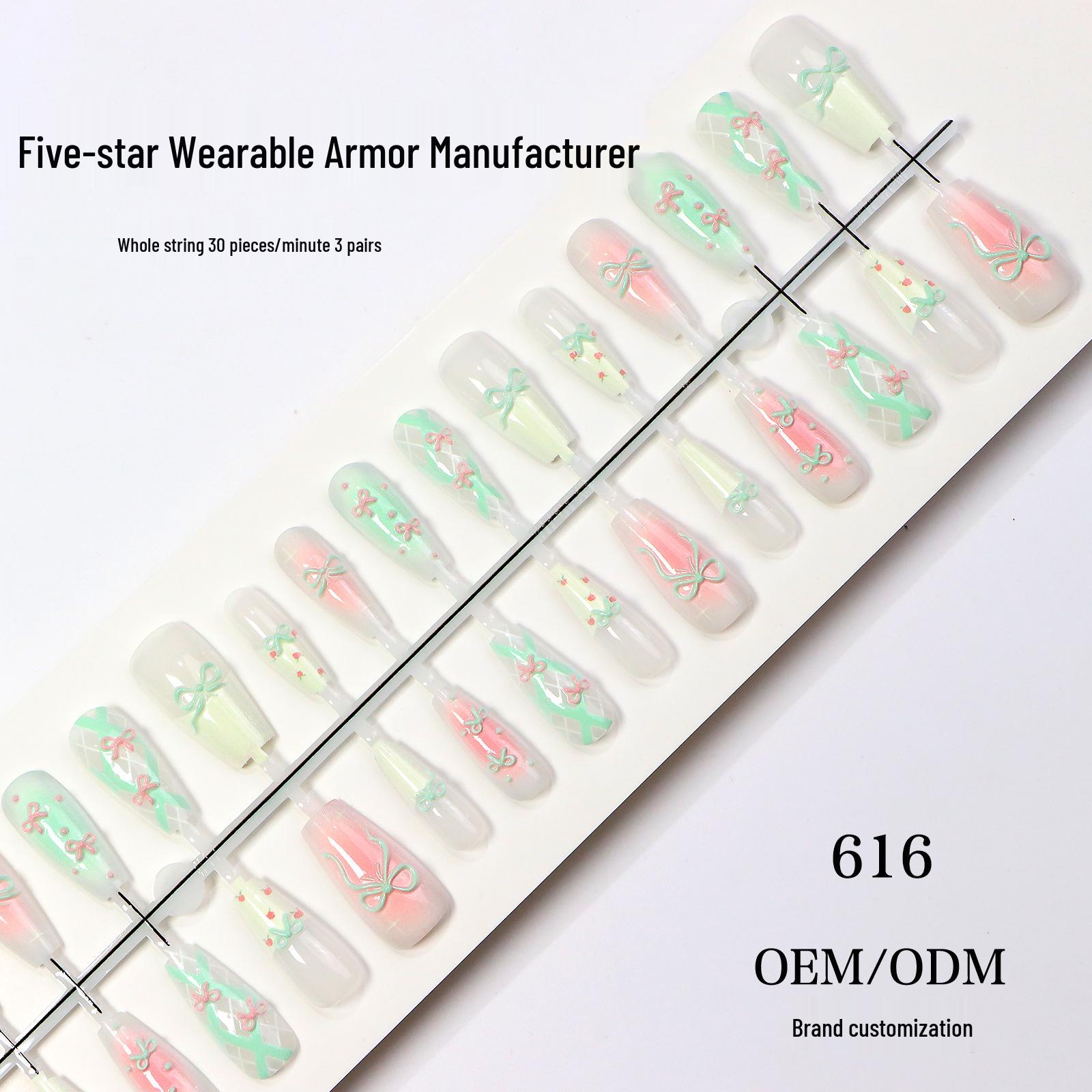 French White Moonlight Cat Eye Press-on Nails: Mint Rose Garden Embossed Design