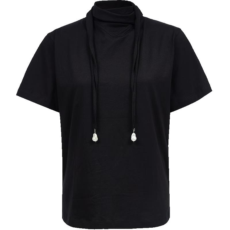 VERO MODA Women's Pure Cotton Tie-Neck T-Shirt